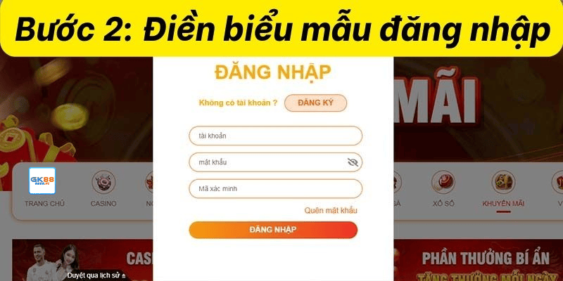 Hoàn thành biểu mẫu login nhà cái trên giao diện